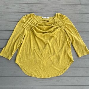 Free People Mustard Yellow Ruched Blouse XS